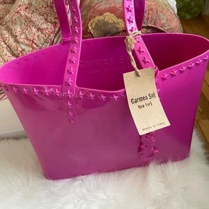 Carmen sol nwt jelly studded bag purse pink tote